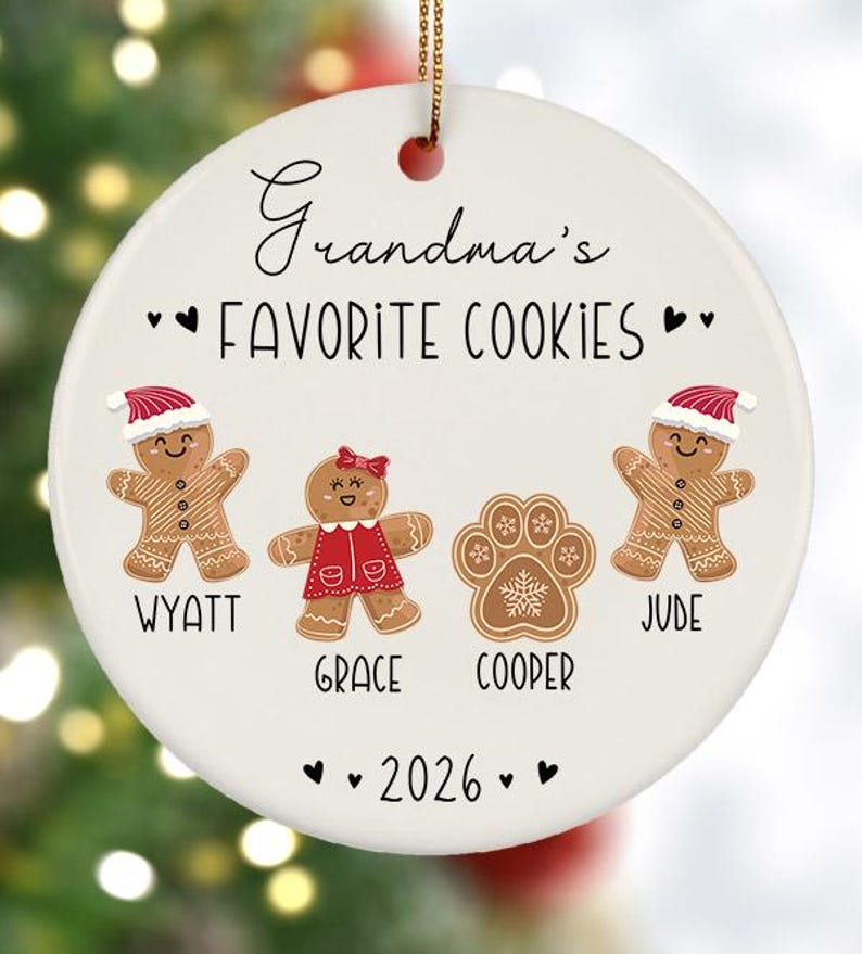 Grandma Cookies Ornament, Grandma's Favorite Cookies, Family Ornament, Personalized Gingerbread Christmas Ornament, Grandma Ornament image 3