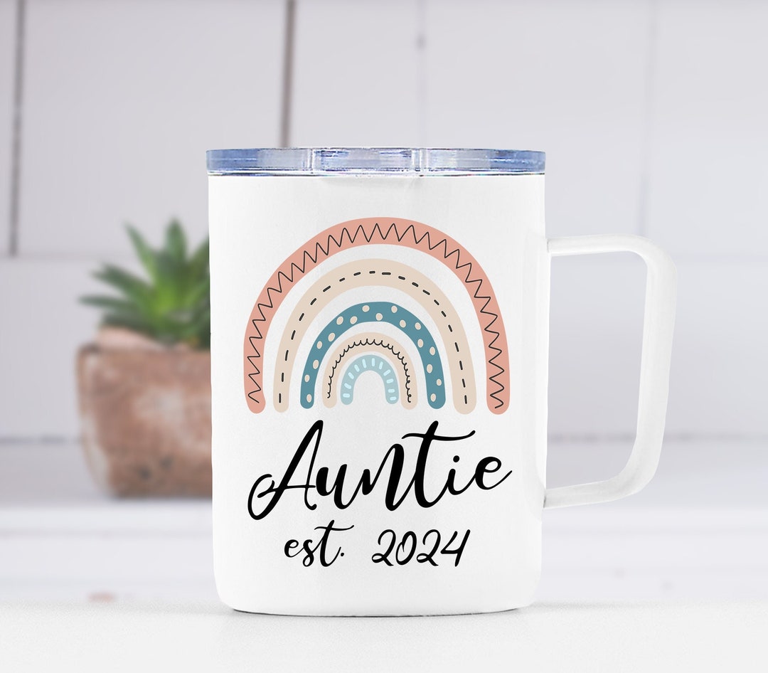 Auntie Est 2024 Mug Baby Reveal Travel Mug Promoted to Aunt Etsy