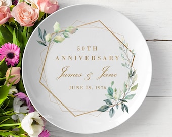 50th Anniversary Plate, Personalized Wedding Anniversary, Golden Anniversary, Gift For Parents, Anniversary Gift, Anniversary Plate
