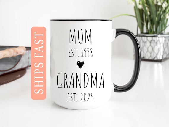 Mom To Grandma Mug, New Grandma Mug, New Grandma Gift, Grandmother Baby Announcement, First Time Grandma, Custom Mimi Gift, Grandma To Be