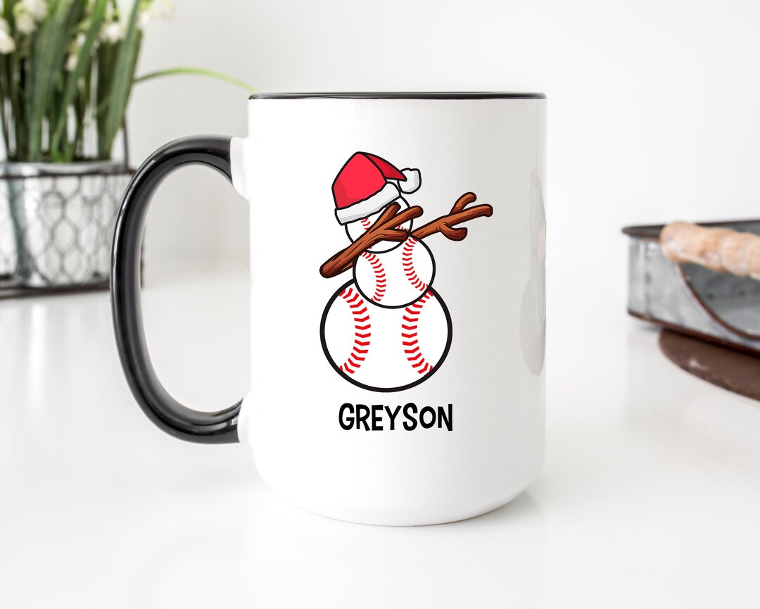Baseball Mug, Personalized Mug for Kids, Snowman Mug for Boys, Girls