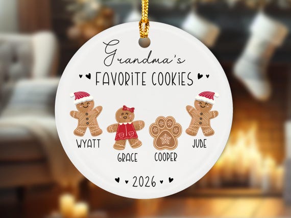 Grandma Cookies Ornament, Grandma's Favorite Cookies, Family Ornament, Personalized Gingerbread Christmas Ornament, Grandma Ornament