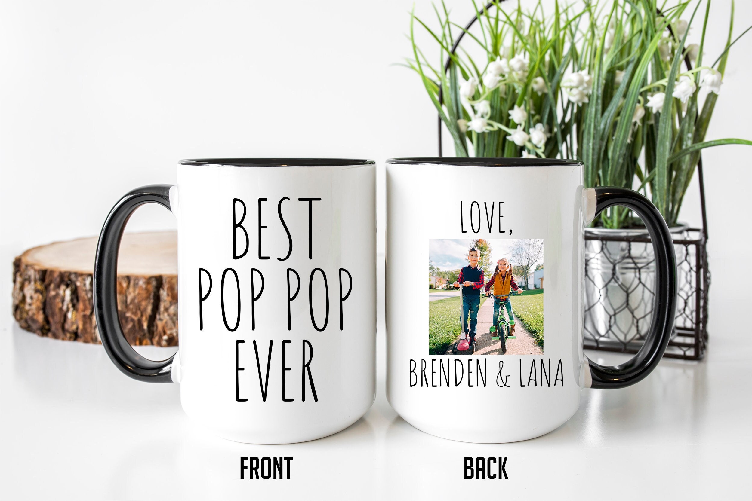 Best Pop Pop Ever Mug, Personalized Photo Mug For Pop Pop, Father’s Day Mug, Best Grandpa Gift, Mug With Kids Picture, Pop Pop Coffee Mug