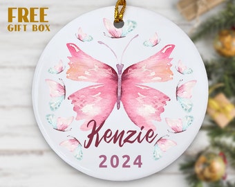 Butterfly Christmas Ornament, Butterfly Ornament, Personalized Ornament, Baby Girl Ornament, Butterfly Girl, Christmas 2024