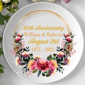 50th Anniversary Plate, Personalized Anniversary, Golden Anniversary Gift, Anniversary Plate For Parents, 50th Wedding Gift