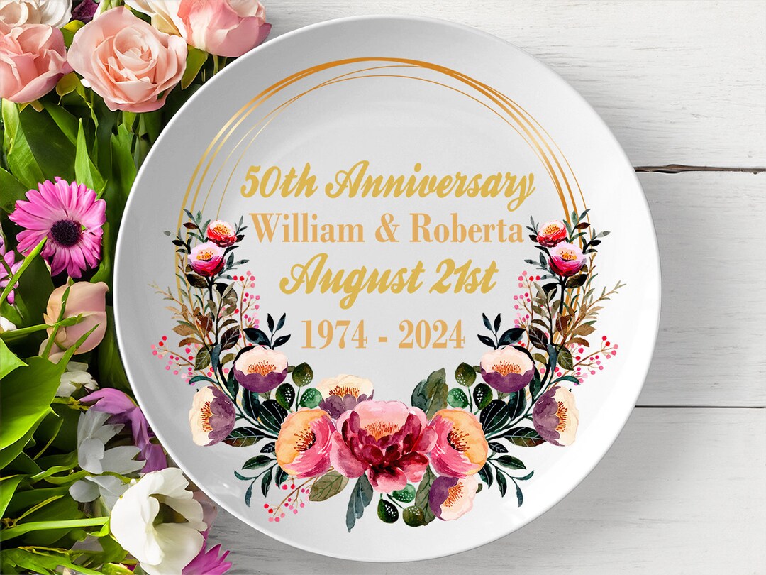 Personalized Anniversary Plate - Engraved Pewter Custom Gift For Couples, 9 Inch