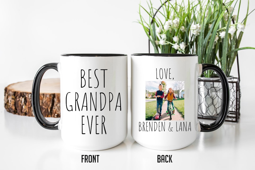 Best Grandpa Ever Mug, Personalized Photo Mug for Grandpa, Grandfather ...