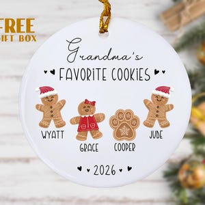 Grandma Cookies Ornament, Grandma's Favorite Cookies, Family Ornament, Personalized Gingerbread Christmas Ornament, Grandma Ornament image 2
