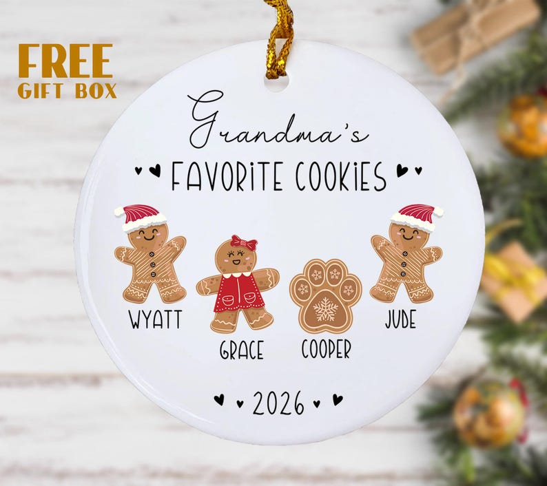 Grandma Cookies Ornament, Grandma's Favorite Cookies, Family Ornament, Personalized Gingerbread Christmas Ornament, Grandma Ornament image 2