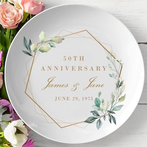 50th Anniversary Plate, Personalized Wedding Anniversary, Golden Anniversary, Gift For Parents, Anniversary Gift, Anniversary Plate