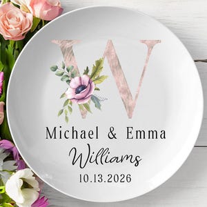 Newlywed Plate, Personalized Wedding Plate, Gift For Couple, Just Married Gift, Christmas Plate, Mr And Mrs Initial Plate