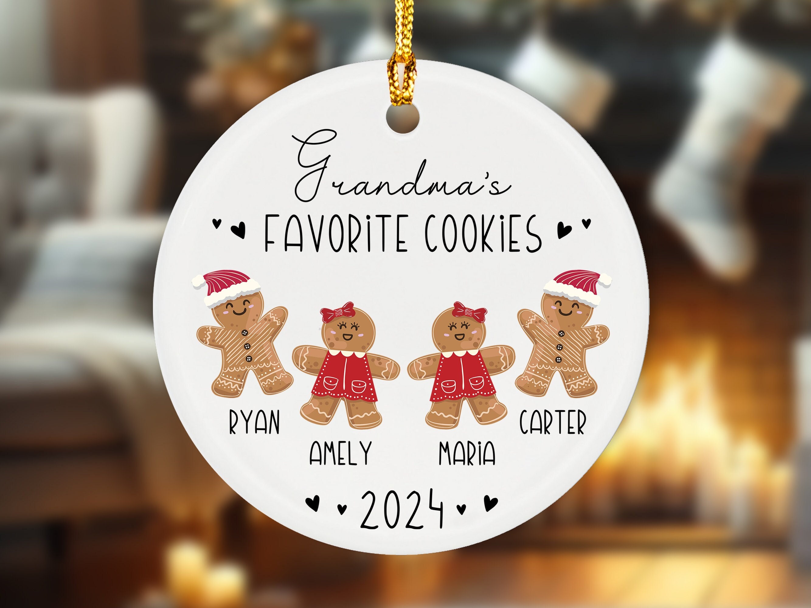Grandma Cookies Ornament, Grandma&#39;s Favorite Cookies, Family Ornament, Personalized Gingerbread Christmas Ornament, Grandma Ornament
