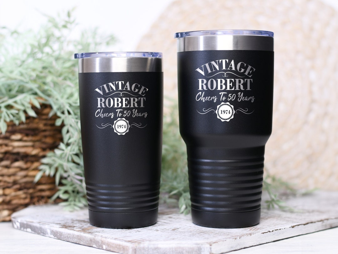 50 Year Birthday Tumbler - Vintage Aged to Perfection 1974 Birthday Tumbler for Men