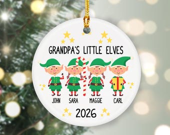 Grandpa's Little Elves Ornament, Grandpa Christmas Ornament, Personalized Grandkids Names, Grandpa Ornament, Gift For Grandfather