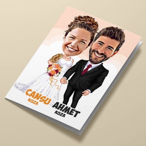 Tarjeta de boda / Tarjeta de felicitación hecha a mano / Tarjeta de felicitación de dibujos animados / Tarjeta de nota en blanco / Papelería de boda / Coche de ramo