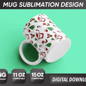 Christmas Mug Design, Christmas Mug Png, Mug Sublimation Designs, 11oz & 15oz Sublimation, Coffee Mug Png, Santa Claus Mug Png 300 dpi