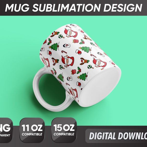 Christmas Mug Design, Christmas Mug Png, Mug Sublimation Designs, 11oz & 15oz Sublimation, Coffee Mug Png, Santa Claus Mug Png 300 dpi