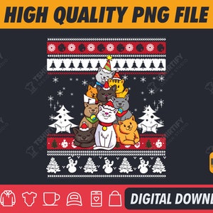 Ugly Christmas Sweater Png, Ugly Cat Sweater, Christmas Cat Tree Christmas Png, Christmas Ugly Sweat, Ugly Sweater Designs, Digital Download