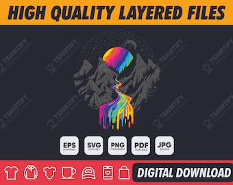 Mountain Svg Cosmic River Planet Svg T-Shirt Design Sublimation Design Svg Designs Graphic Design Shirt Svg Eps Png Pdf Jpg Digital Download