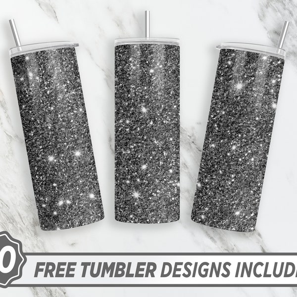 Grey Glitter Tumbler Png, 20 Oz Skinny Tumbler Design, Sublimation Tumbler Designs, Tumbler Wrap Png,  Straight&Tapered Digital Download