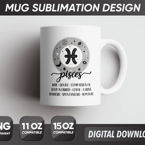 Kubek Ryby Png, Znaki Zodiaku Ryby Png, Symbole Zodiaku Astrologia Png, Kubek Cechy Zodiaku Png, Wzory Sublimacji Kubka 11oz 15oz Sublimacja