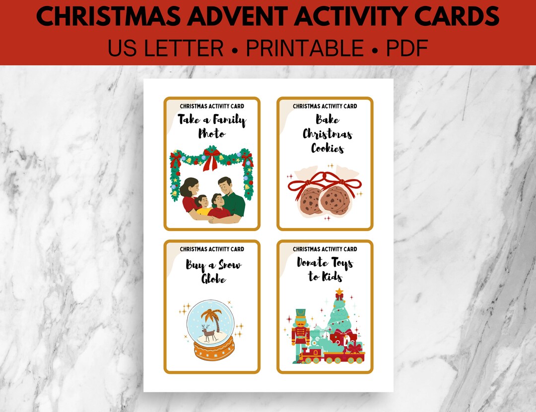 Christmas Advent Cards Printable, Activity Cards for Holidays, Family ...