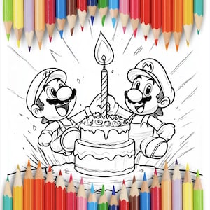 100 SUPER MARIO inspired coloring pages, A4 format coloring book for kids, Kid Coloring Pages, PDF Printable Coloring Pages