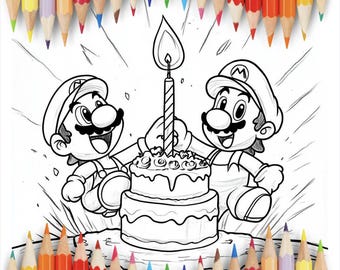 100 pages à colorier inspirées de SUPER MARIO, livre de coloriage au format A4 pour enfants, pages à colorier pour enfants, pages à colorier imprimables PDF