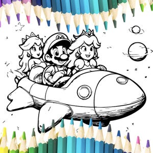 100 SUPER MARIO inspired coloring pages, A4 format coloring book for kids, Kid Coloring Pages, PDF Printable Coloring Pages