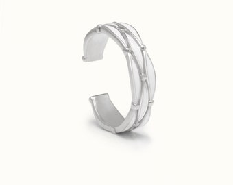 White Enamel 925 Sterling Silver Open Ring, Minimalist Ring, Modern Jewellery, Gift for Her