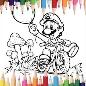100 SUPER MARIO inspired coloring pages, A4 format coloring book for kids, Kid Coloring Pages, PDF Printable Coloring Pages