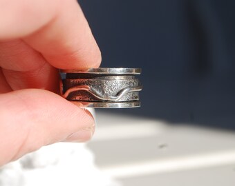 Oxidized Silver Spinner Ring: Handmade 925 Fidget Worry Ring