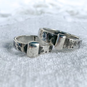 Сeltic wedding band set of 2 Outlander ring sterling silver rustic wedding band. Scottish ring, thistle ring.
