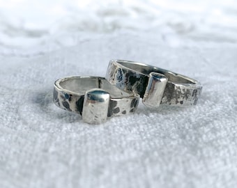 Rustic Sterling Silver Celtic Wedding Band Set