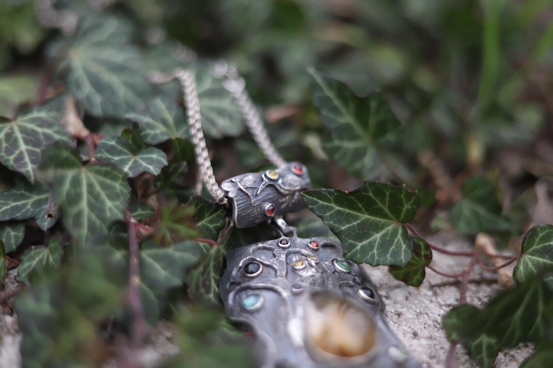 Handcrafted Sterling Silver Owl Pendant: Multi Gemstone Artisan ...
