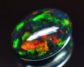 A+++ Smoked Ethiopian Opal Cabochon Smooth Fire Black Opal
