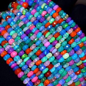 AAA+ Ethiopian Opal Disco Faceted Rondelle Bead Welo Opal Bead Multi Color Opal Cut Rondelle beads Opal Plain Beads Fire Opal Beads
