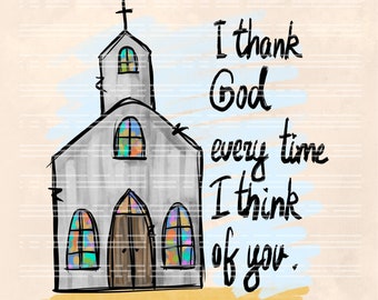 Country Church PNG: Religious T-Shirt Design (Digital Download)