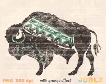 Retro Buffalo PNG: Aztec Bison, Western Sublimation (Digital Download)