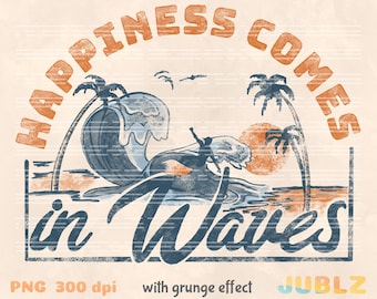 Surf & Waves PNG: Boho Beach Vacation Design (Digital Download)