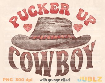 Pucker Up Cowboy PNG: Western Valentine's Day Shirt Design (Digital Download)