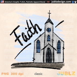 Faith PNG: Country Church Design for DTF Transfers