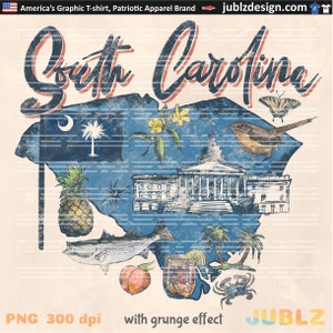 South Carolina state png, South Carolina retro png, South Carolina symbols design, DTG,States Clipart, South Carolina Clipart,Commercial Use