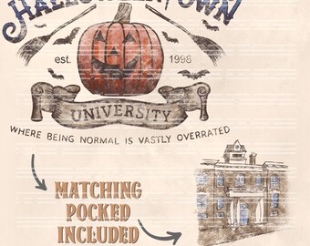 Halloween Town University PNG: Retro Sublimation Design (Digital Download)