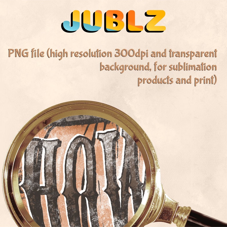 May include: A close-up of a magnifying glass revealing the word "HOWL" in a vintage, distressed font. The word is printed on a textured, orange and brown background.