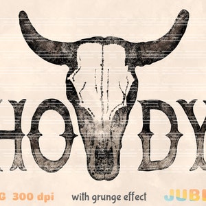 Howdy Cow Skull PNG: Western Sublimation Design (Digital Download)