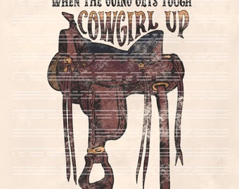 Cowgirl Up Saddle Png: Western Sublimation Design (digital nedladdning)