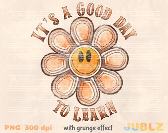 Floral Teacher PNG: Retro Groovy Shirt Design (Digital Download)