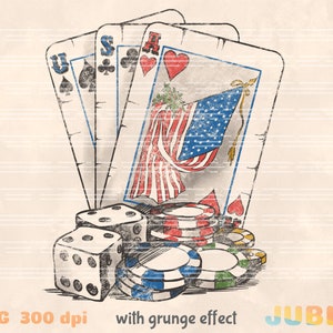 USA Playing Cards Png, Retro America png, Patriottico png, 4 luglio png, America Png, Retro png, Design sublimato, Sublimazione vintage