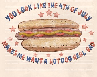 Funny 4th of July Hot Dog PNG: USA Sublimation Design (Digital Download)